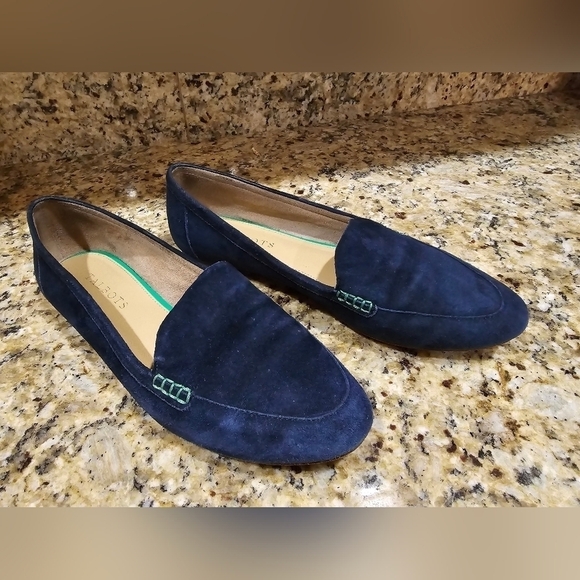 Talbots Blue Suede Leather Smoking Loafers 8 - Picture 1 of 8